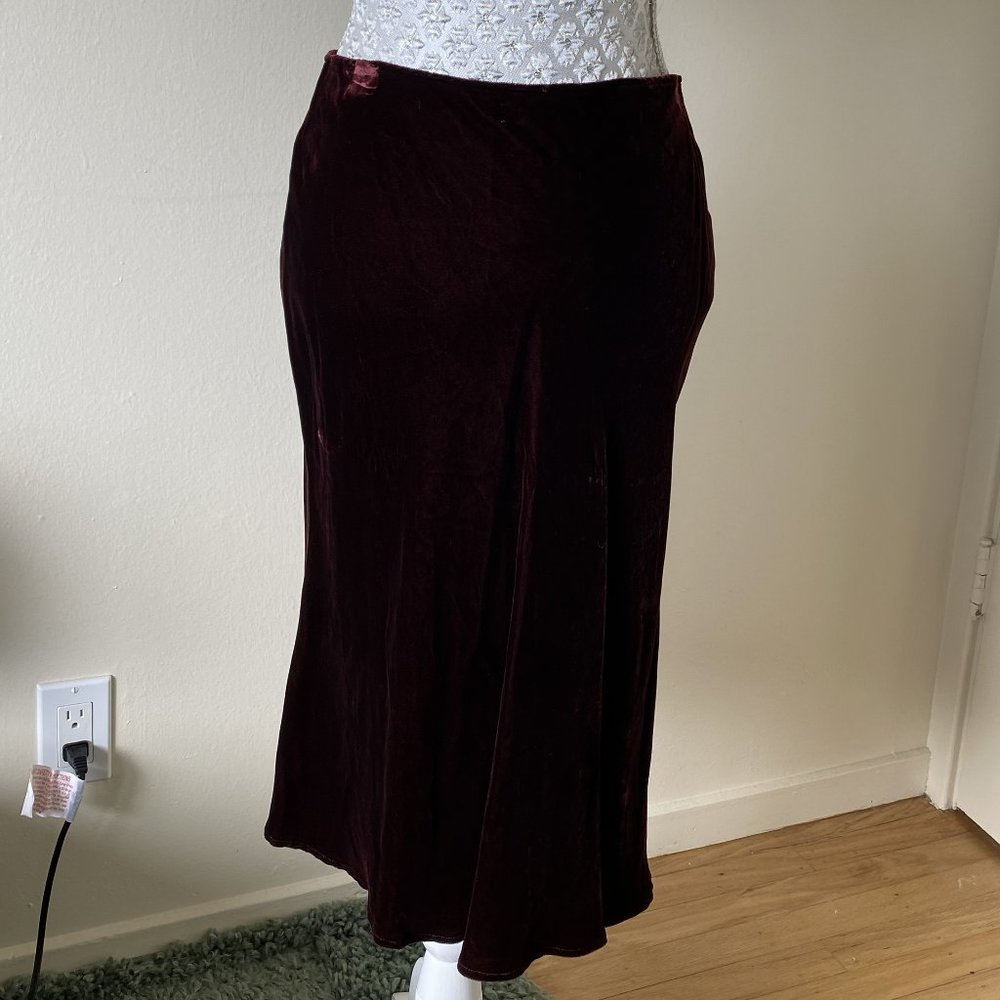 Ralph Lauren Vintage Wine Velvet Bias Cut Skirt